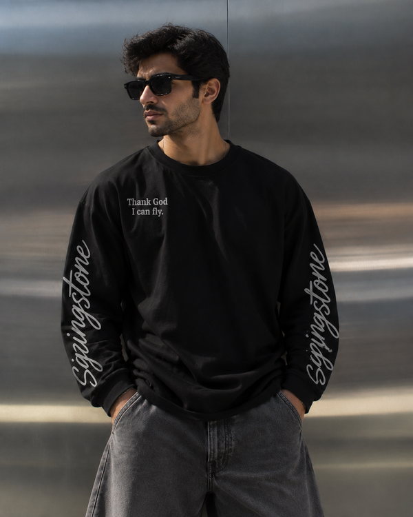 Thank God Waffle Tee - Black