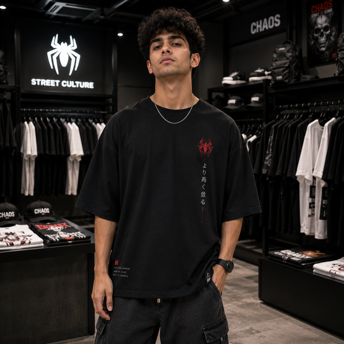 Spider-Man Higher Oversized Fit T-Shirt – Black