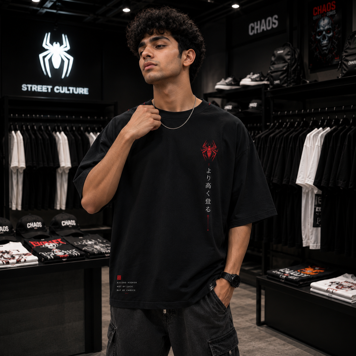 Spider-Man Higher Oversized Fit T-Shirt – Black