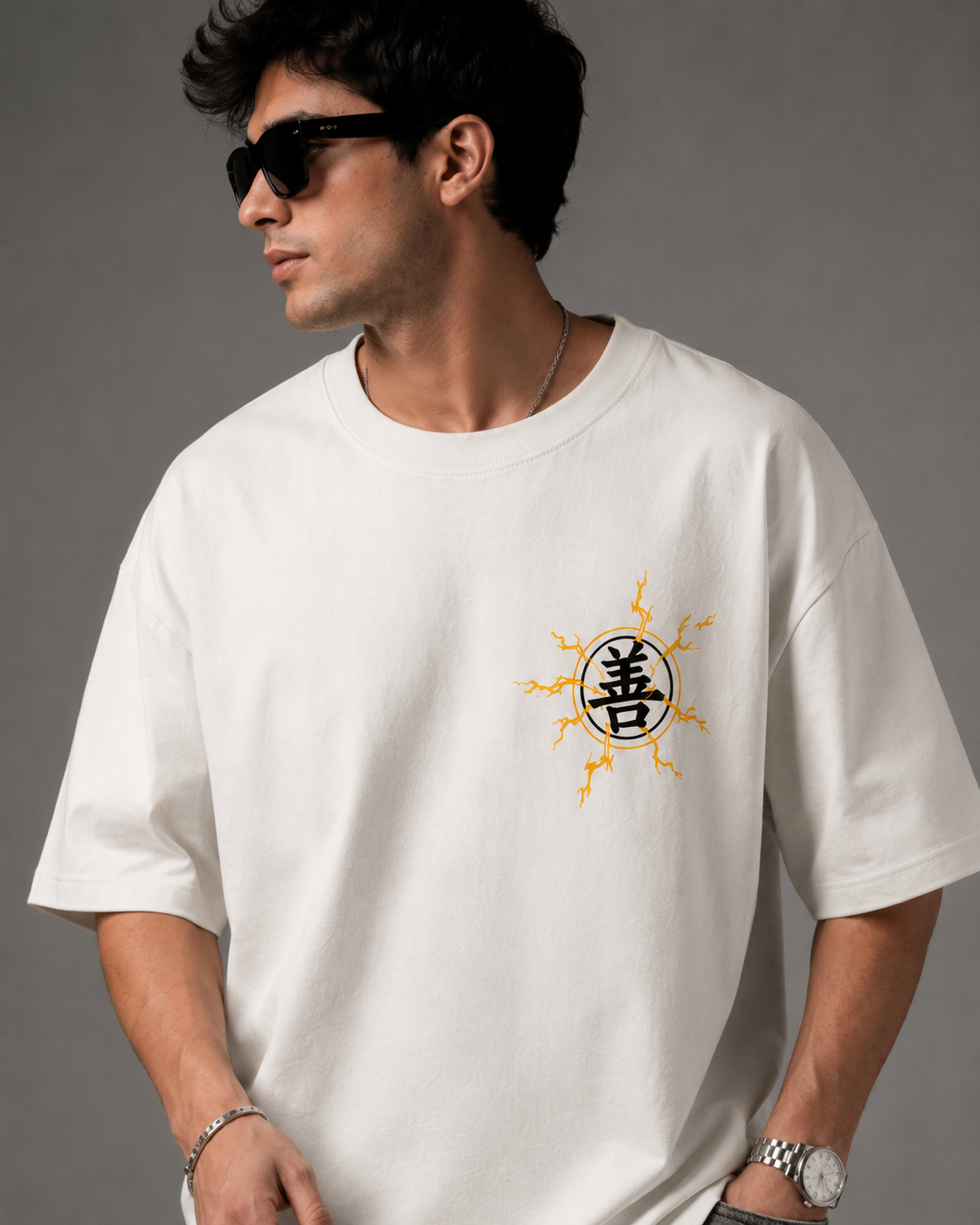 Zenitsu Thunder Breathing Oversized T-Shirt – Ivory White