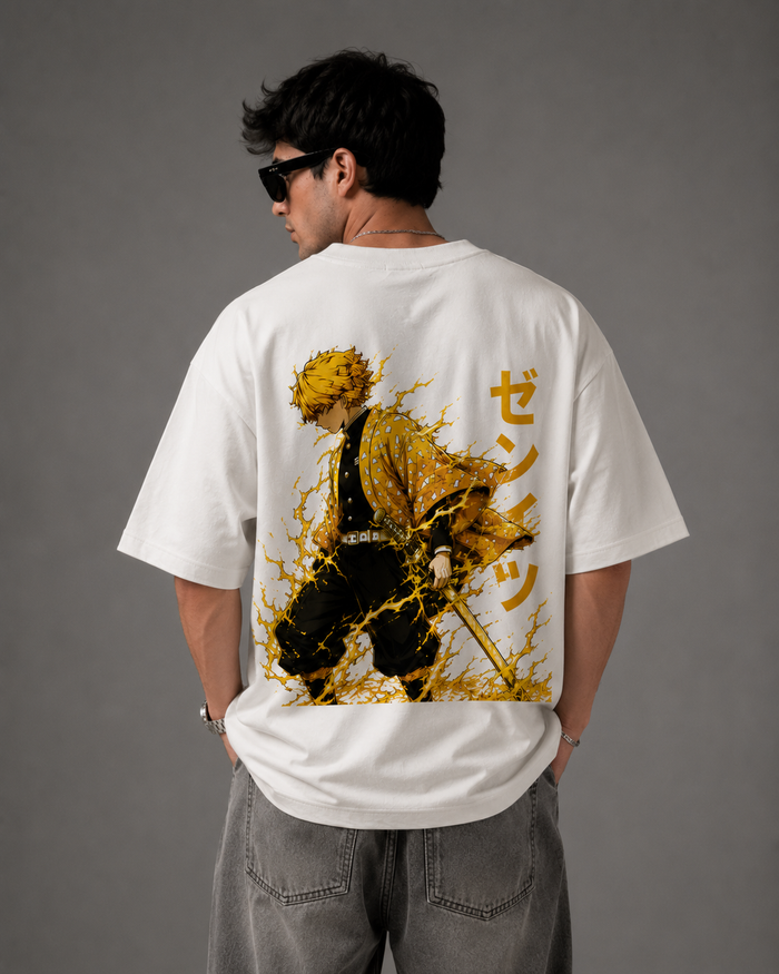 Zenitsu Thunder Breathing Oversized T-Shirt – Ivory White