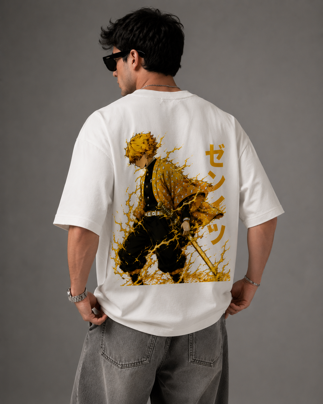 Zenitsu Thunder Breathing Oversized T-Shirt – Ivory White