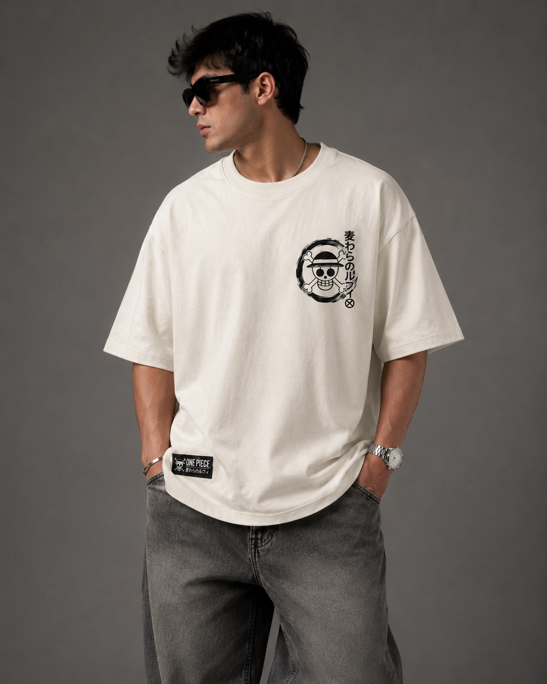 ONE PIECE Oversized T-Shirt – Ivory White