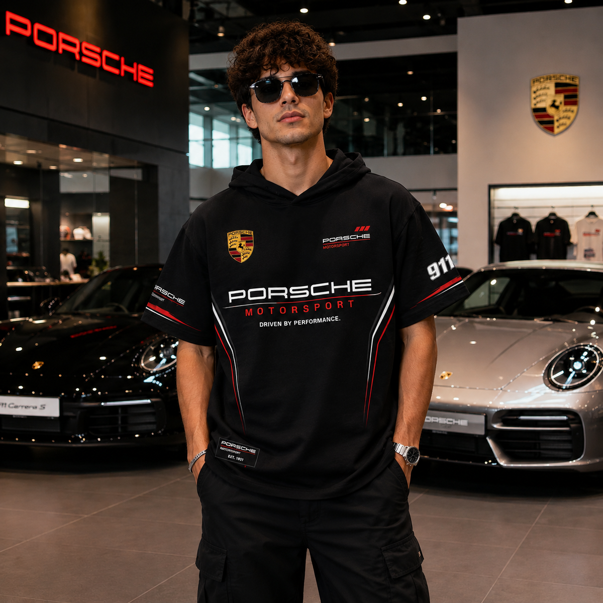 Porsche 911 Motorsport Oversized Hooded T-Shirt