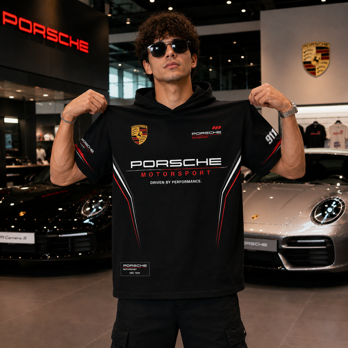 Porsche 911 Motorsport Oversized Hooded T-Shirt