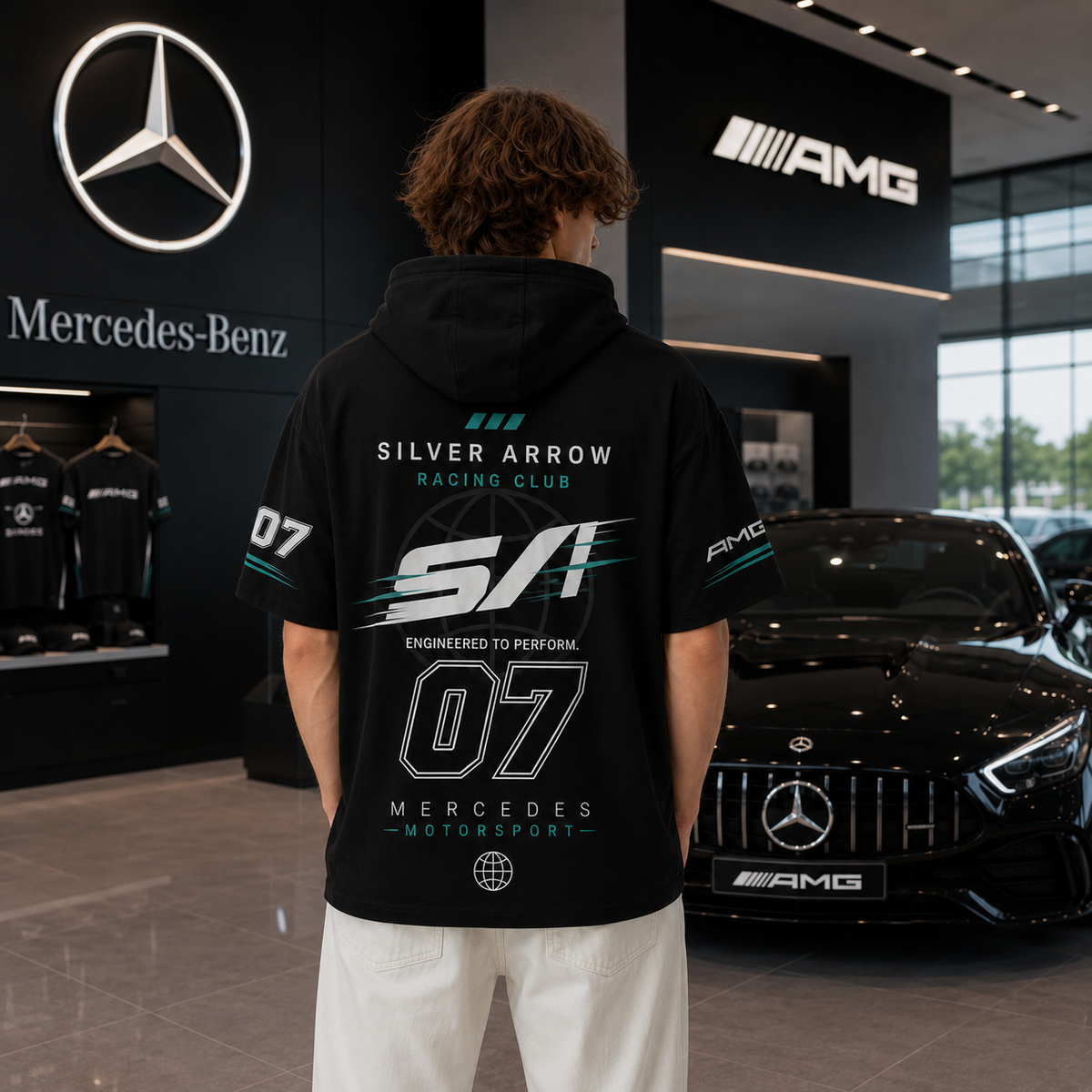 Mercedes Silver Arrow 07 Oversized Racing Hoodie Tee