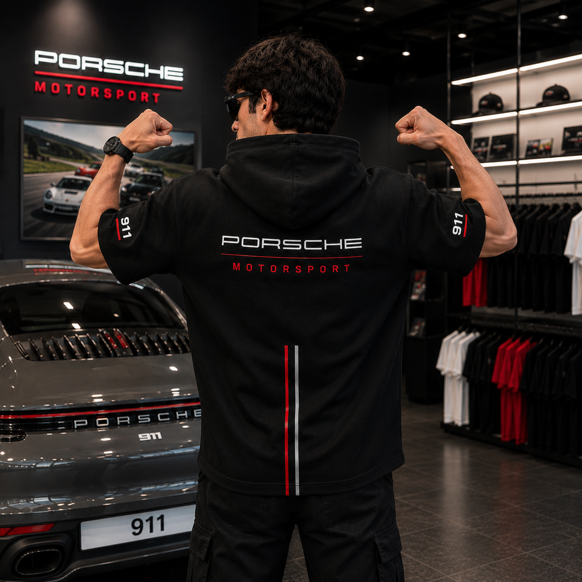 Porsche Motorsport Velocity Oversized Hooded Tee – Black