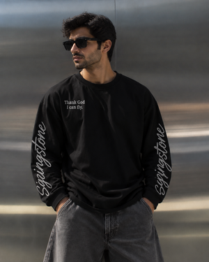 Thank God Waffle Tee - Black