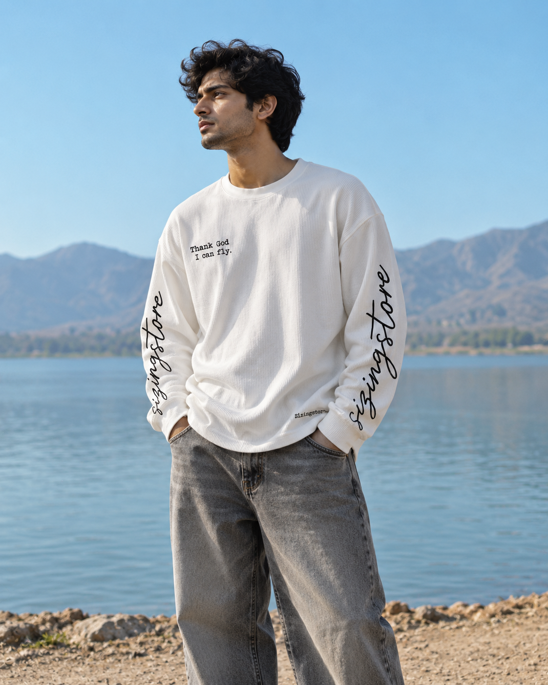 Thank God Waffle Tee - White