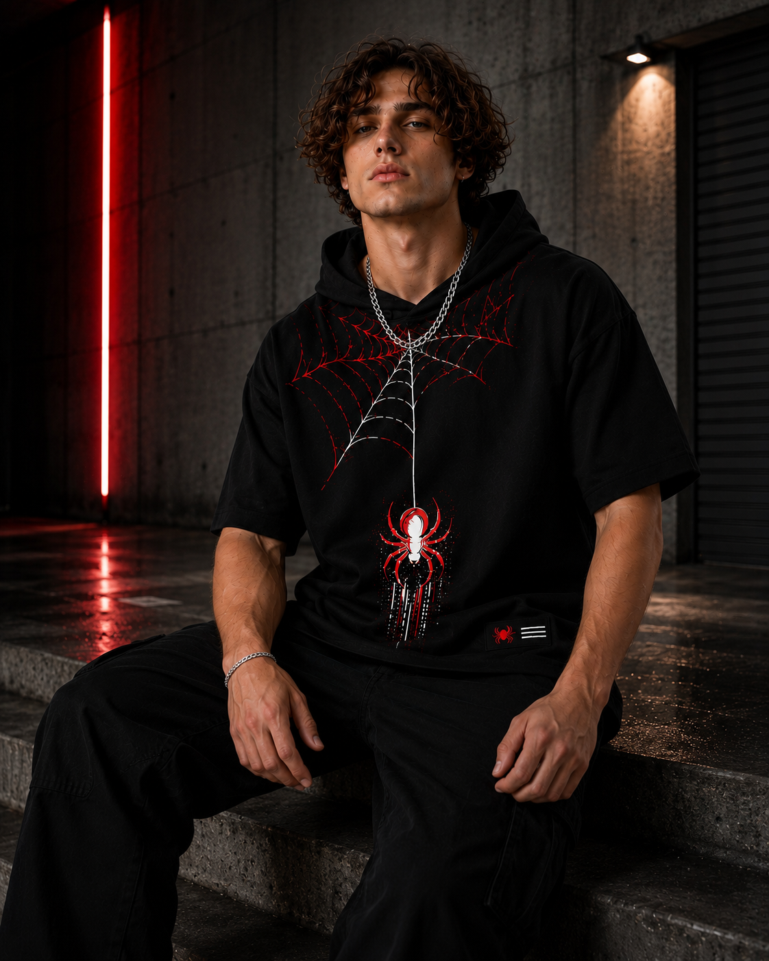 Spider Web Drip Hooded T-Shirt