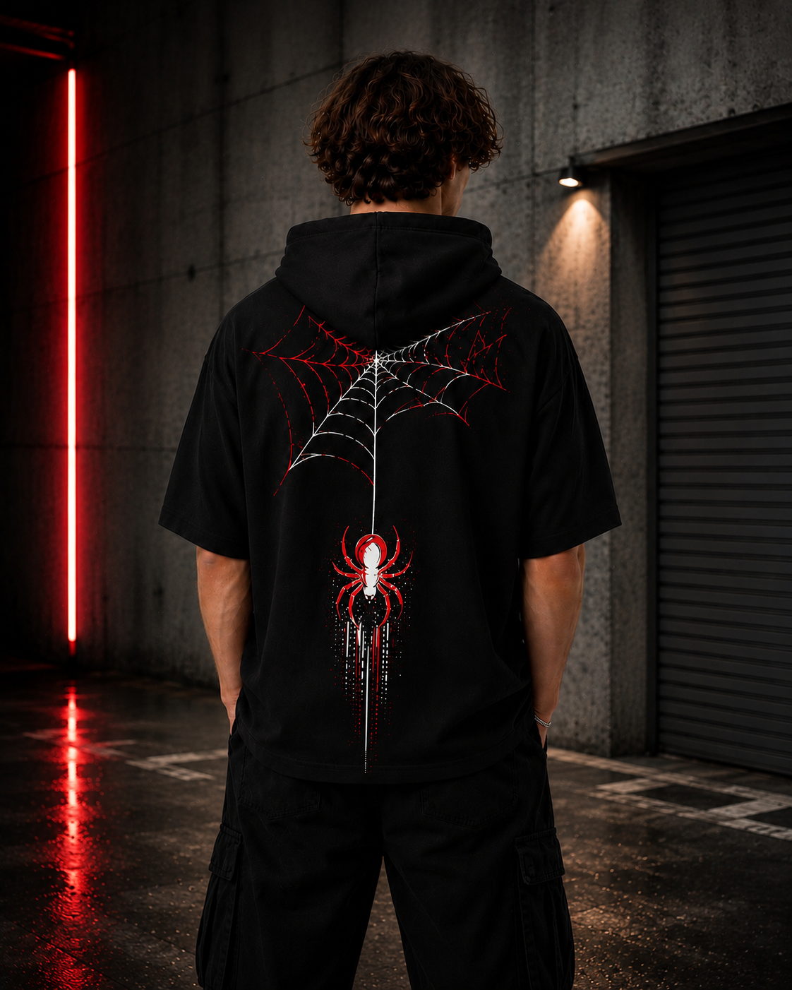 Spider Web Drip Hooded T-Shirt