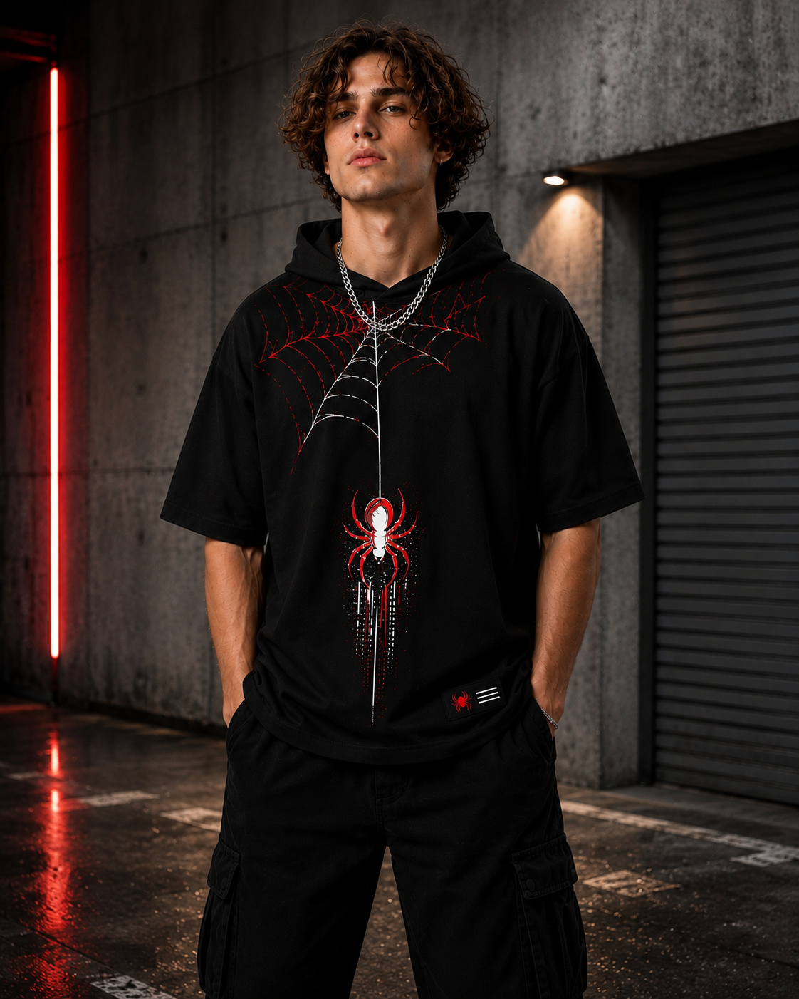 Spider Web Drip Hooded T-Shirt